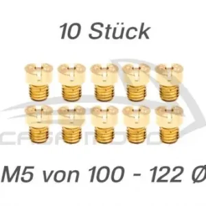 M5 Hauptdüsensatz 10 Stück/100 - 122 Ø Ape 50 / Vespa V50PK50 Abverkauf
