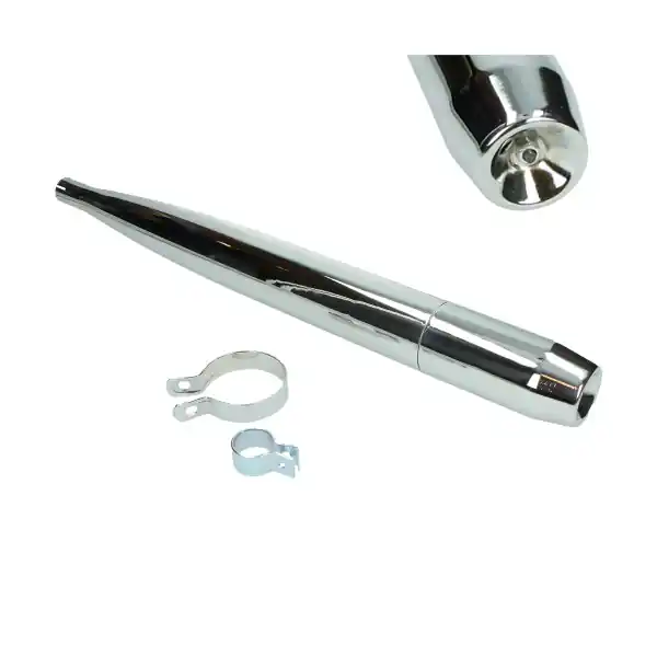 Mofa Auspuff chrom inkl. 2 Schellen für Hercules - Sachs Schalldämpfer Geprüft