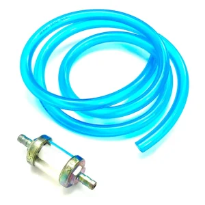 Hochwertiger Metall Benzinfilter + 1 Meter Benzinschlauch blau (durchsichtig) 5x8 Neue Ware