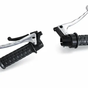 Paar / Gasgriff und Bremsgriff schwarz chrom mit Kompressionshebel Puch Maxi Hercules Kreidler Mofa Top-Angebot