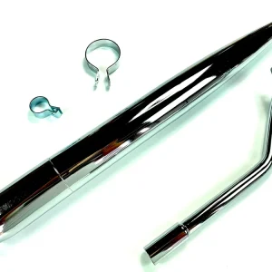 SET Auspuff chrom und 22mm Krümmer rechts P2 Flansch mit 2 Schellen für Hercules Prima 2 3 4 5 Sichere Zahlung
