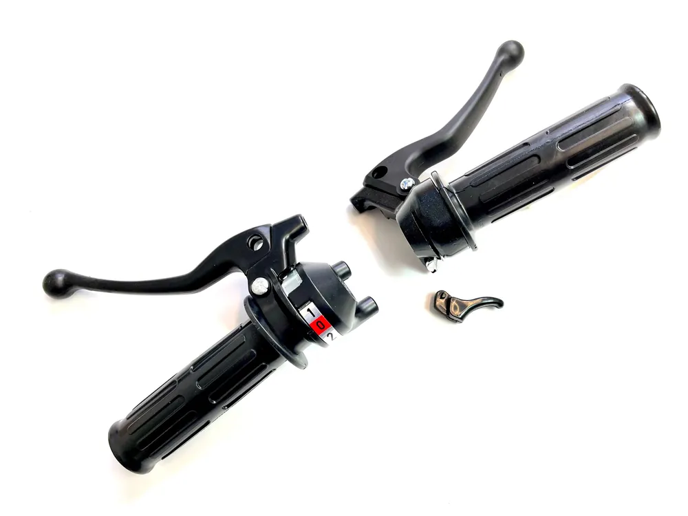 SET Import Gasgriff mit Chokehebel + Schaltgriff 2-Gang Längsrillenmuster Sofort Bestellen