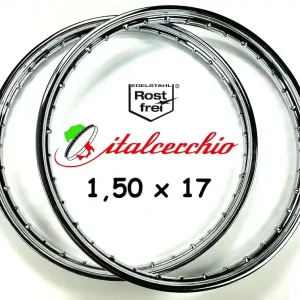 Markenware 2 x Rostfreier Edelstahl poliert / Hochwertige Felgenkränze 1,50 x 17 Italcerchio Felgenbett Felge