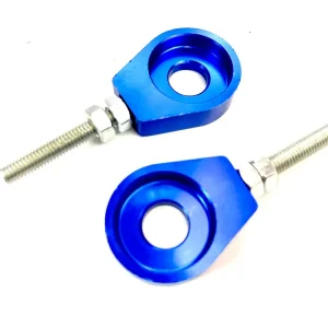 2 Kettenspanner blau eloxiert für Mofa und Moped Abverkauf