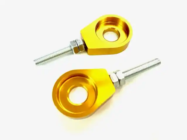 2 Kettenspanner Aluminium gold eloxiert für Mofa und Moped Schnäppchen