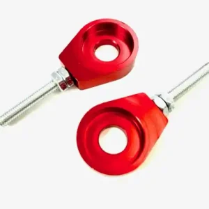 Kostenloser Rückversand 2 Kettenspanner Aluminium rot eloxiert für Mofa und Moped