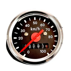 Tacho Moped Mokick 100km/h schwarz / Chromring 48mm Einbaudurchmesser Knallerangebot