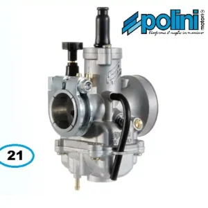 POLINI 21mm Vergaser CP Klemmversion mit Choke Knopf Mofa Tuning Klemmflansch Sichere Zahlung