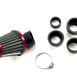 Gratis Versand Tuning Rennluftfilter Universal 28-44mm Anschluss / rot eloxiert
