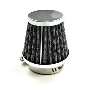 Tuning Rennluftfilter Universal 45-46mm Anschluss gerade / chrom mit Schelle Markenprodukt