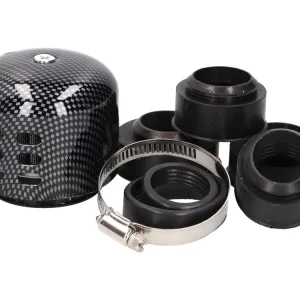 Luftfilter Powerfilter Carbon Look Alu Kappe 28-47mm Anschluss Universal passend Super-Preis