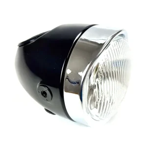 HQ Eierlampe schwarz Scheinwerfer mit Loch für Tachoeinbau Puch Maxi S KTM Rixe DKW Neu