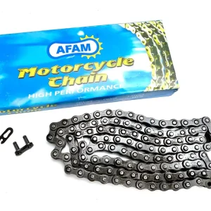 AFAM Kette 415 verstärkt mit 110 Glieder und Kettenschloss für Mofa und Moped Finale Aktion