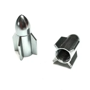 Ventilkappen Satz Universal für Mofa und Moped - Design Rakete silber Mega-Angebot