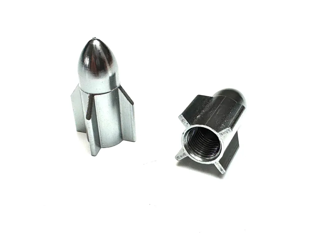 Ventilkappen Satz Universal für Mofa und Moped - Design Rakete silber Mega-Angebot