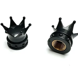 Ventilkappen Satz Universal für Mofa und Moped - Design Krone schwarz Sichere Zahlung