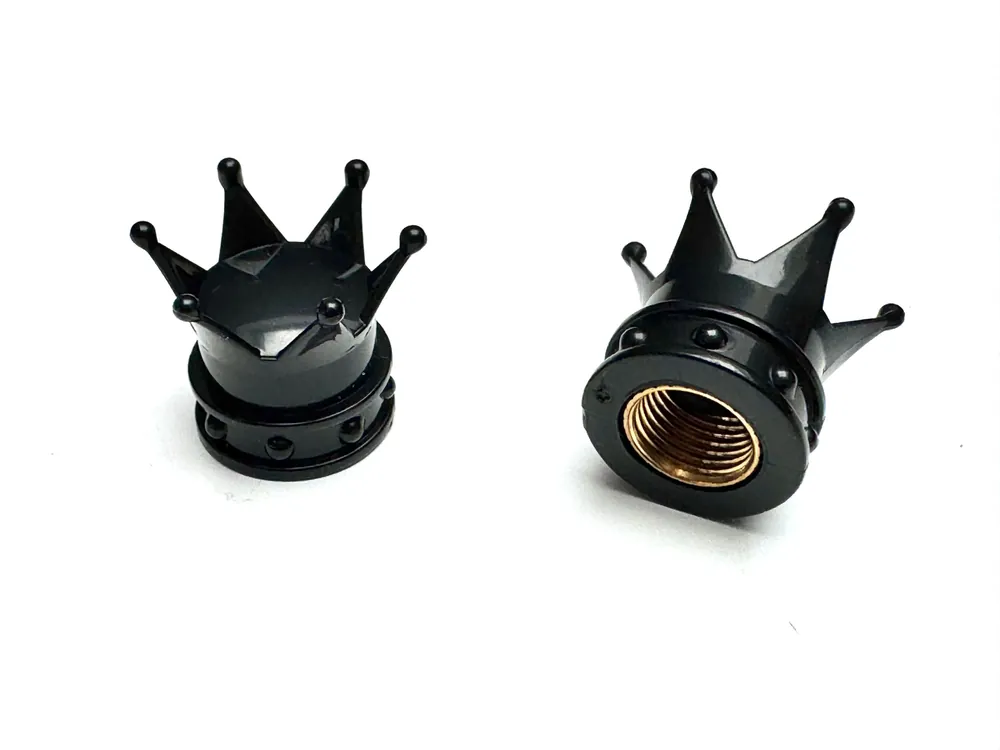 Ventilkappen Satz Universal für Mofa und Moped - Design Krone schwarz Sichere Zahlung