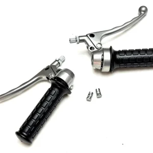 SET Gasgriff und Bremsgriff von Lusito grau hochglanz passend für Hercules Kreidler Puch Zündapp 517 Echt