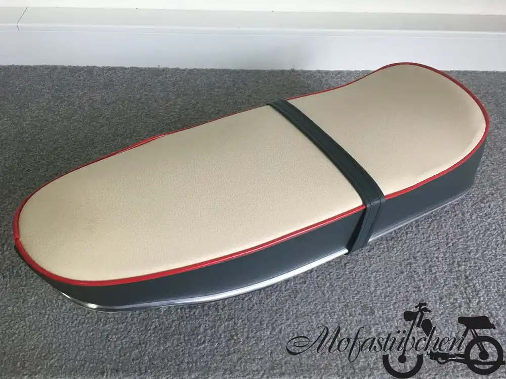 Top-Angebot Sitzbank Kreidler Florett Eiertank K54 Creme/Grau/Rot Moped Mokick
