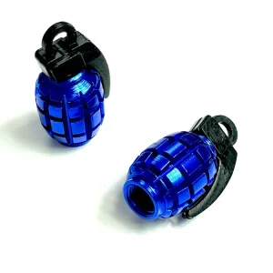 Heißes Angebot 2 Ventilkappen Handgranate blau