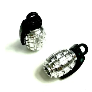 Solange Der Vorrat Reicht 2 Ventilkappen Handgranate silber