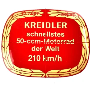 Echt Tank Aufkleber Kreidler rot / schnellste 50ccm Motorrad der Welt 77.72.07