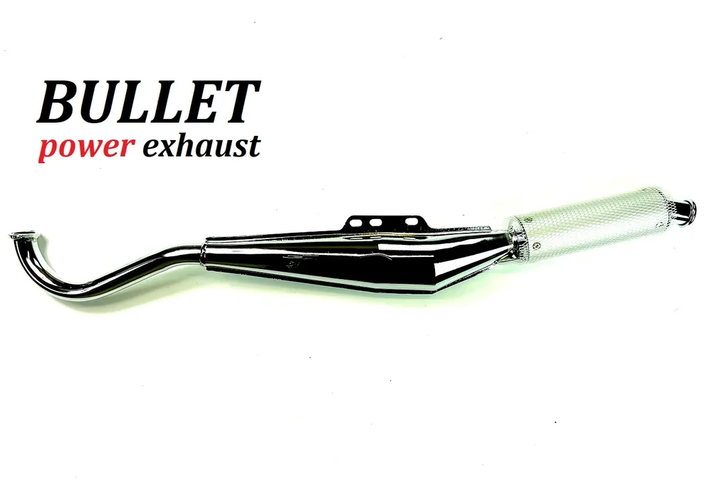 Direkt Vom Hersteller BULLET Rennauspuff Puch Maxi S N inkl. Krümmer mit Flanschanschluss 28mm chrom