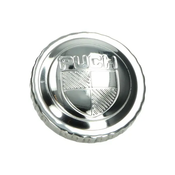 Jetzt Kaufen PUCH Tankdeckel 40mm chrom mit Aufdruck