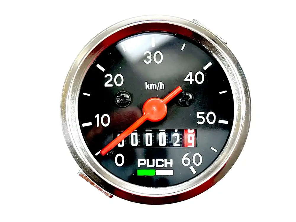 Puch Maxi Tacho mit Logo für Mofa und Moped 60km/h Durchmesser 48mm Neu Im Sortiment
