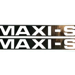 2 x Puch "Maxi S" Seitenverkleidung Aufkleber Set / Sticker schwarz - weiße Schrift Ausverkauf