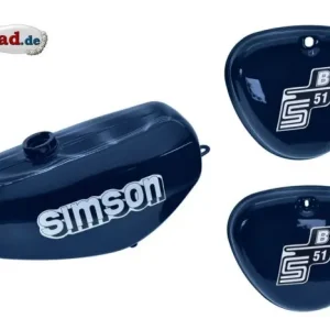 Preisreduziert Tank Set mit Seitendeckel S51 S70 Perlblau, versiegelt, mit Aufkleber Simson