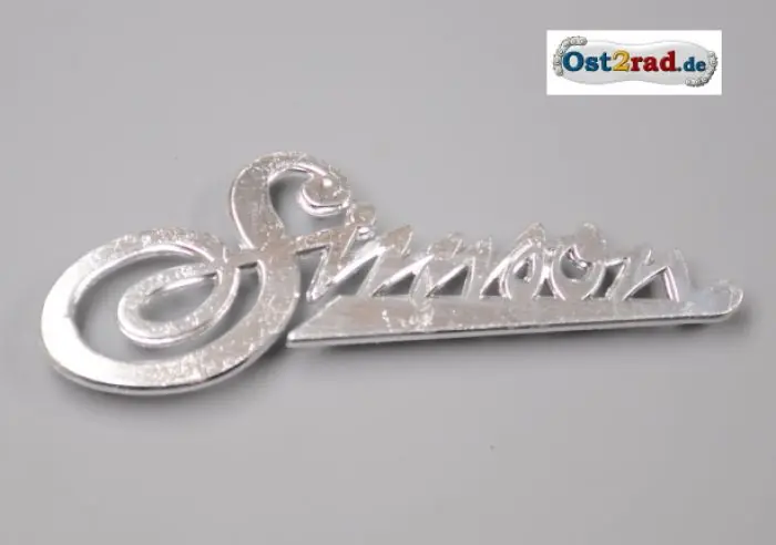 Schriftzug Simson Plakette Beinblech KR50, Aluminium Wochenendangebot