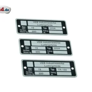 Typenschild IWL verschiedene Modelle - SCHMAL Knallerangebot