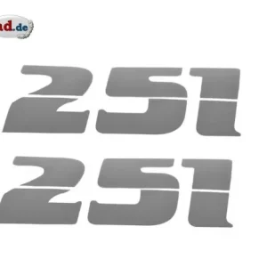 Aufklebersatz PAAR Seitendeckel passend für MZ ETZ 251 silber Angebot
