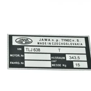 Typenschild JAWA 634 638 639 640 Tschechisch Bestseller