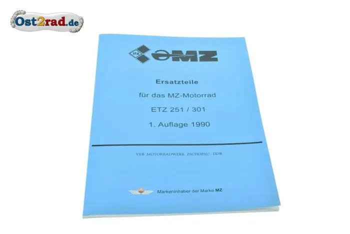 Kostenloser Rückversand Ersatzteilkatalog MZ ETZ251 ETZ301 Auflage 1990