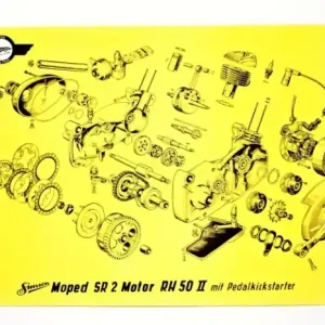 Poster Motor SIMSON SR2 mit Pedalkickstarter Finale Aktion