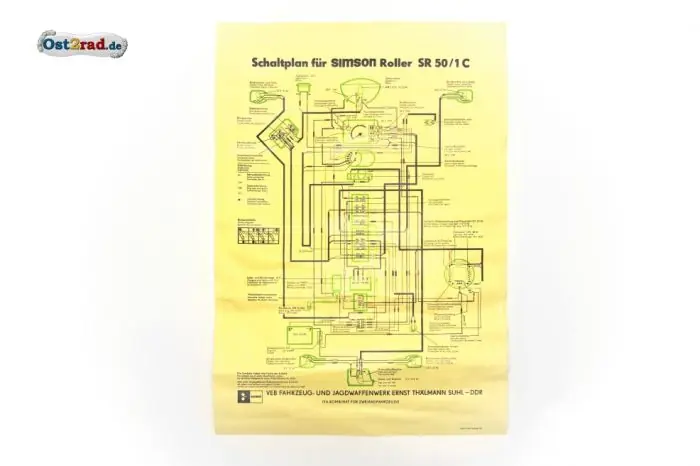 Sonderangebot Poster Schaltplan SIMSON Roller SR50/1C 12V ohne Elektrostarter