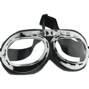 Brille Oldtimer Motorrad Motorradbrille Pilotenbrille silber Billig
