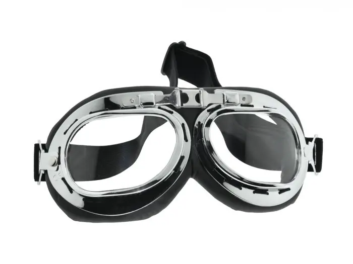 Brille Oldtimer Motorrad Motorradbrille Pilotenbrille silber Billig