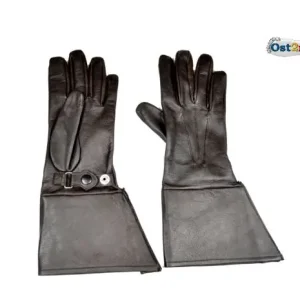 Oldtimer Motorrad Handschuhe schwarz Leder, lang Abverkauf