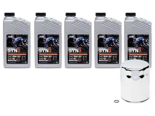 Jetzt Kaufen H-D Syn3 Ölwechsel Kit 15W50 5 Liter chrom Filter