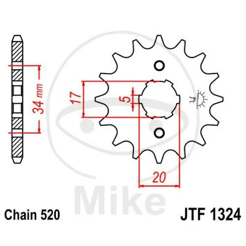 Ritzel 12 Zähne Teilung 520 grobverzahnt Innendurchmesser 17/20 mm Rabatt