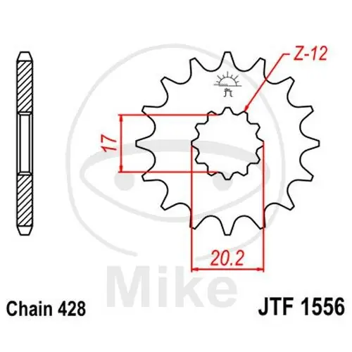 Mega-Angebot Pinion 12 Tooth Pitch 428 fine toothed inner diameter 17/20.2 mm