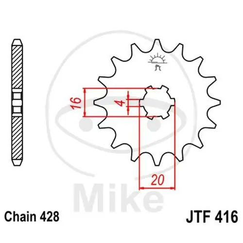 Echt Ritzel 13 Zähne Teilung 428 grobverzahnt Innendurchmesser 16/20 mm