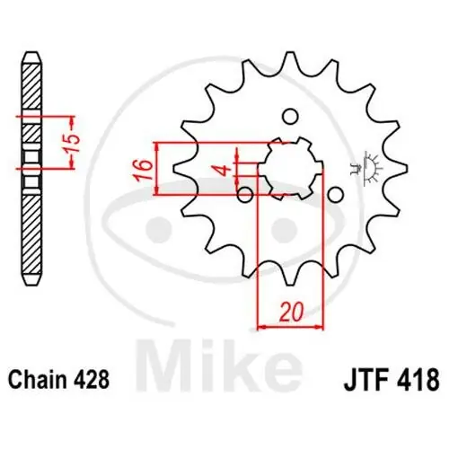 Piñón 14 Dientes División 428 para Kawasaki KE 125 175 KH 125 A KX 125 Finale Aktion