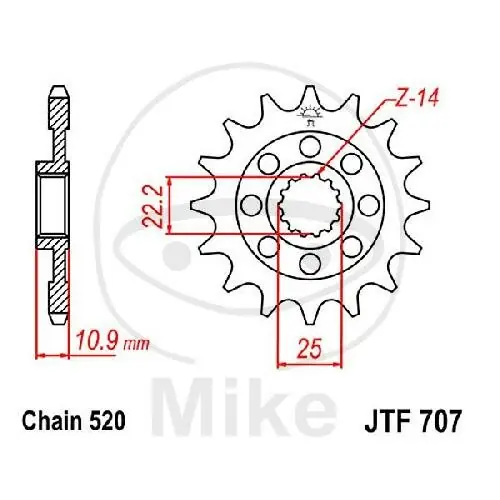 Saisonangebot Piñón 14 Dientes División 520 para Aprilia MXV 450 550 SXV 450 550 SWM RS 500