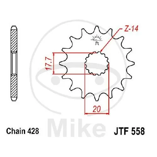 Pignone 14 Denti Divisione 428 per Kawasaki Z 125 K Yamaha DT 125 TDR 125 XVS 125 Aktuell