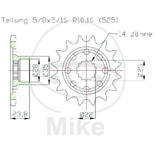 Ritzel 16 Zähne Teilung 525 für MV Agusta Brutale 800 F3 800 Rivale 800 Super-Preis