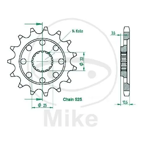 Pignone 15 Denti Divisione 525 per MV Agusta Brutale 910 1090 F4 1000 1078 Knallerangebot